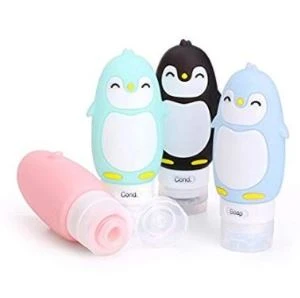 Ampolla de viatge portàtil de pingüins de silicona multicolor