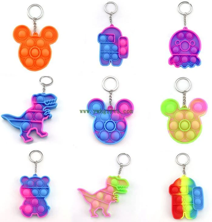 New Push Pop Bubble Fidget Silicone Bubble Decompression Toy Keychain